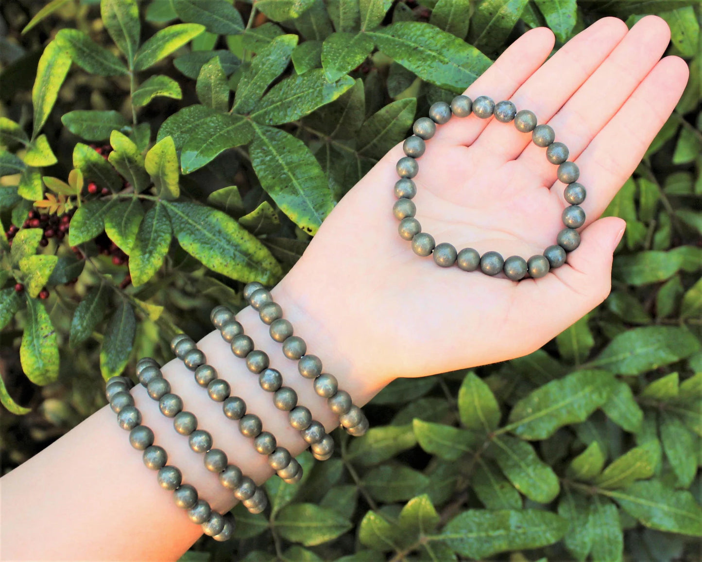 Pyrite 8MM Beads Bracelet