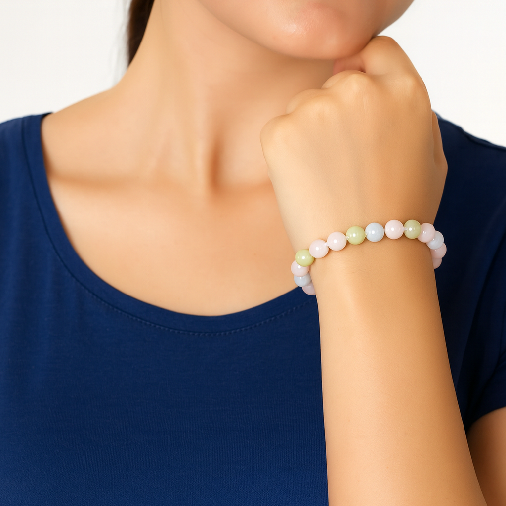 Morganite 8MM Beads Bracelet