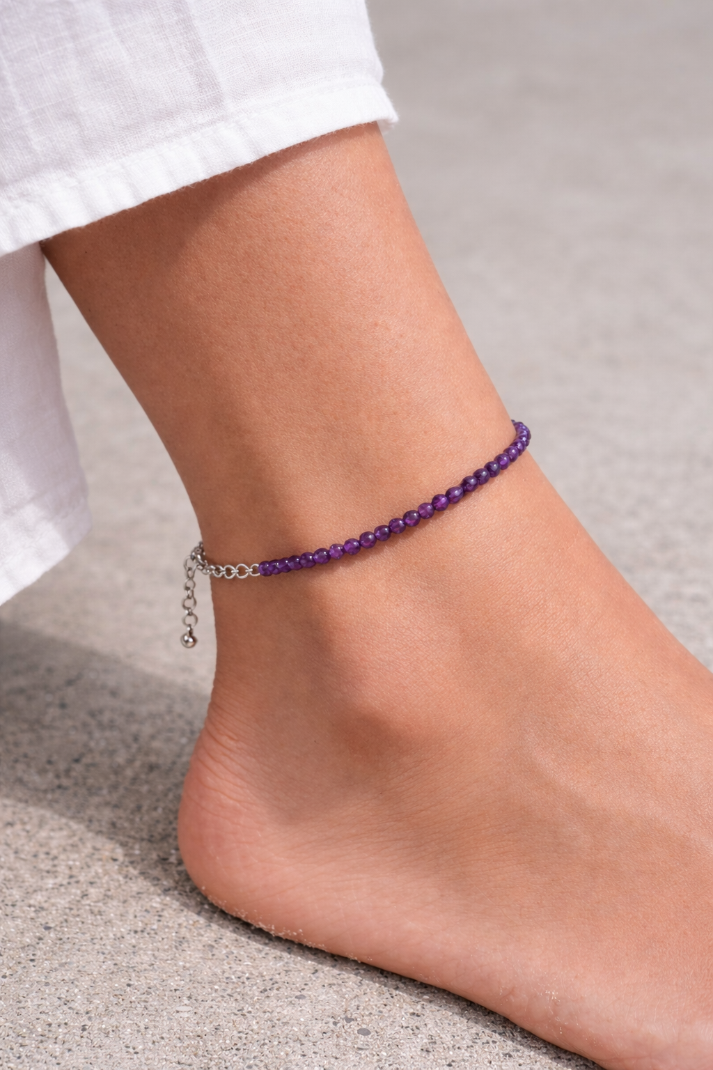 Amethyst 2MM Diamond Cut Bracelet / Anklet