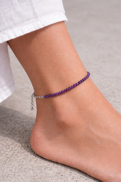 Amethyst 2MM Diamond Cut Bracelet / Anklet