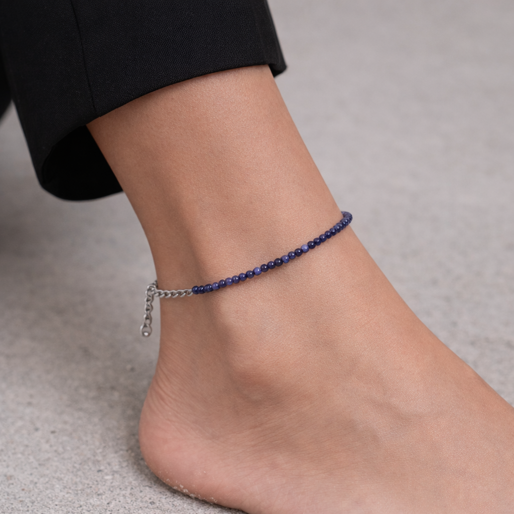 Lapis Lazuli 2MM Diamond Cut Bracelet/Anklet