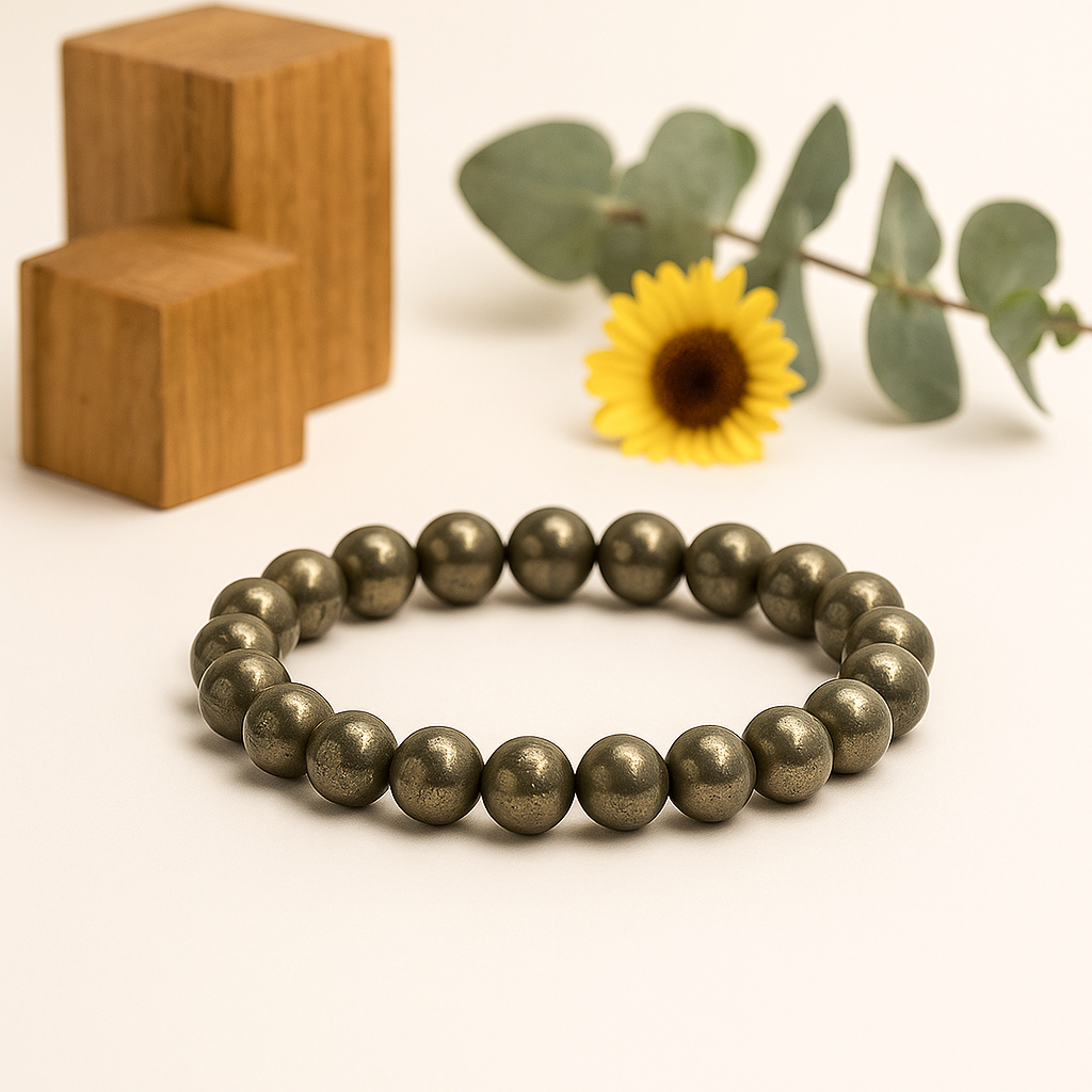 Pyrite 8MM Beads Bracelet