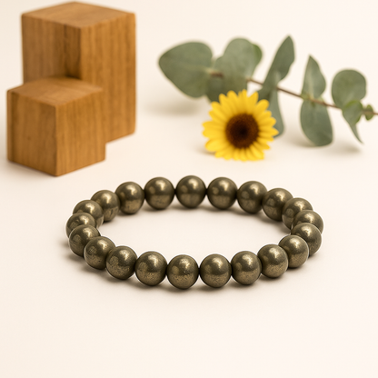 Pyrite 8MM Beads Bracelet