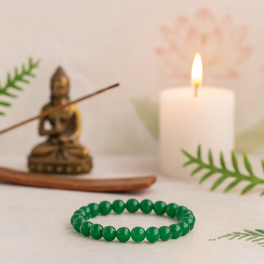 Green Jade 8MM Beads Bracelet