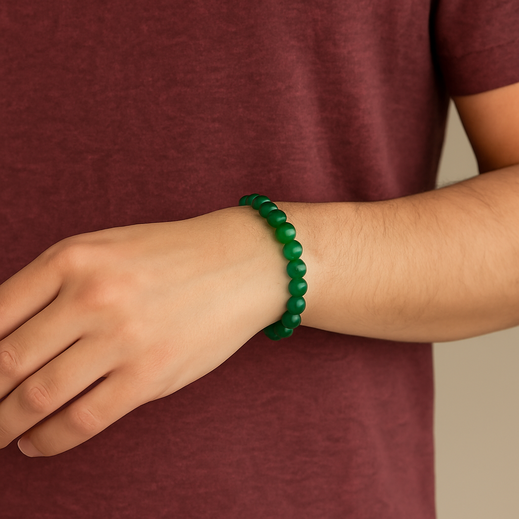 Green Jade 8MM Beads Bracelet