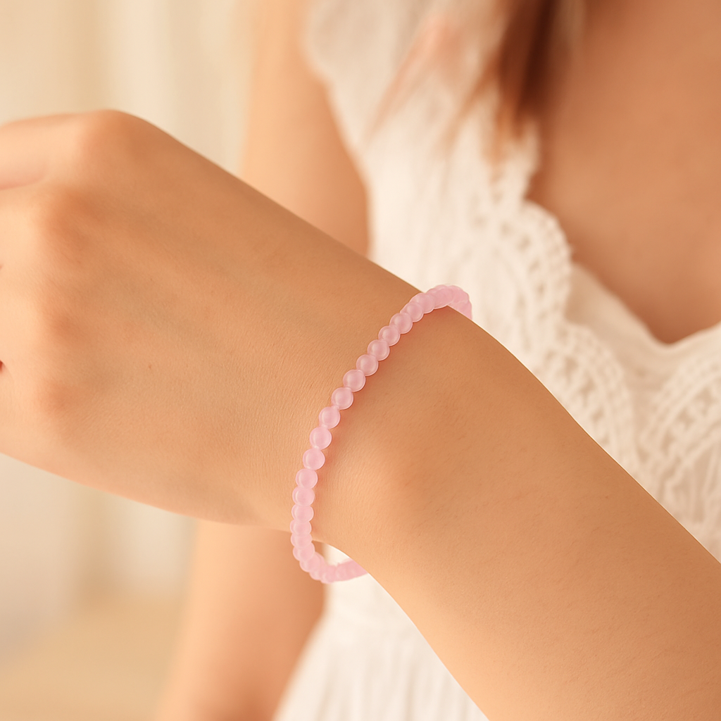 Rose Quartz 4MM Beads Bracelet
