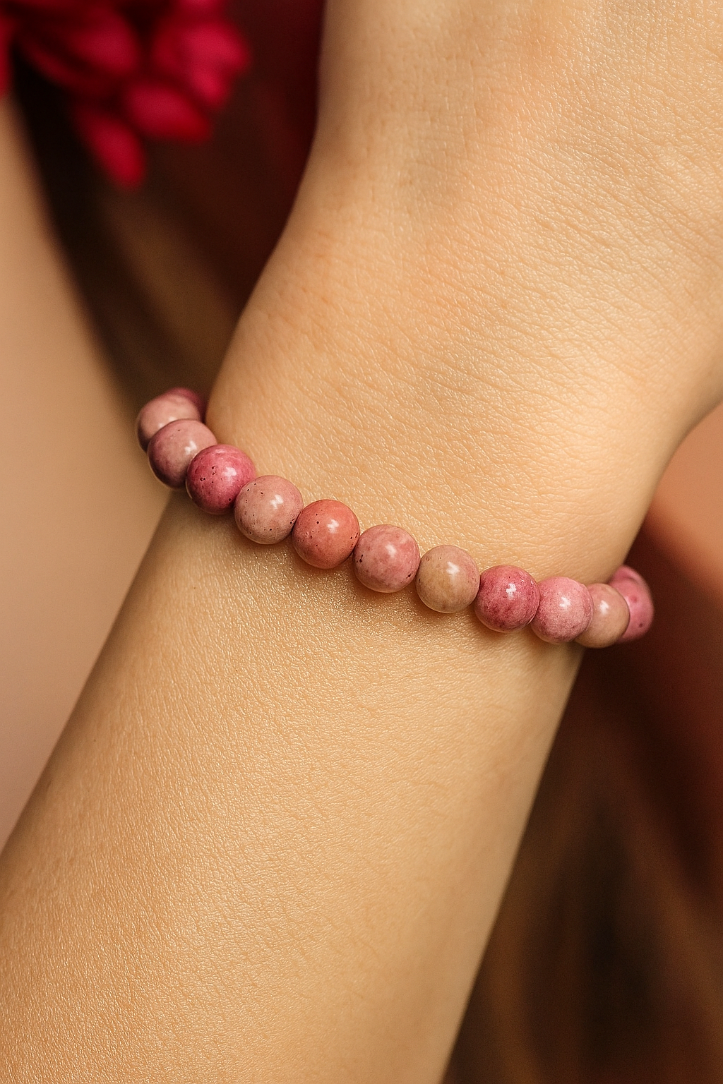 Rhodochrosite 8MM Beads Bracelet