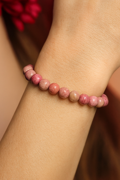 Rhodochrosite 8MM Beads Bracelet