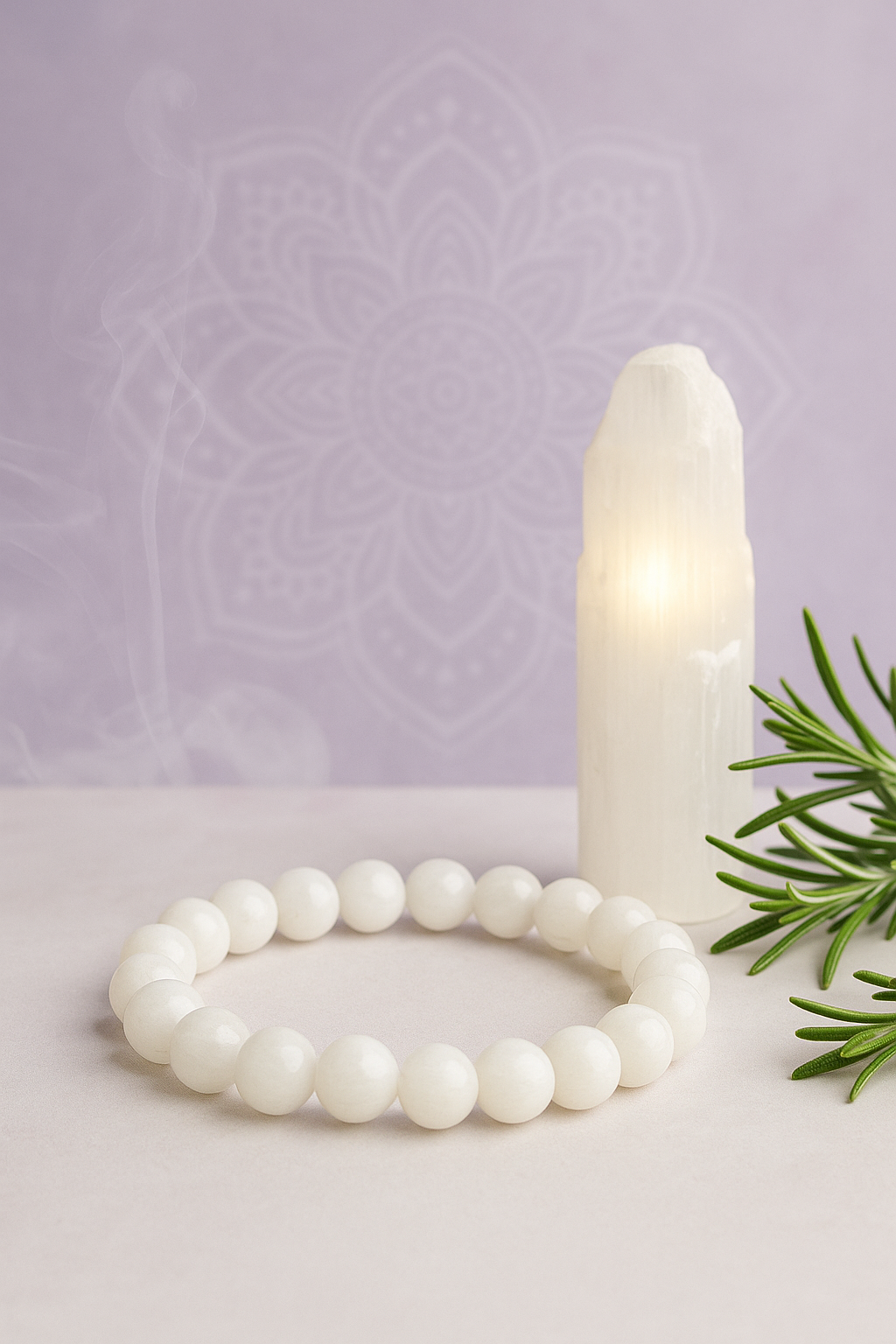 Natural Selenite 8MM Beads Bracelet