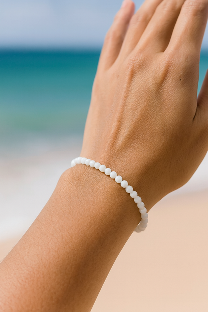 White Moonstone 4MM Beads Bracelet