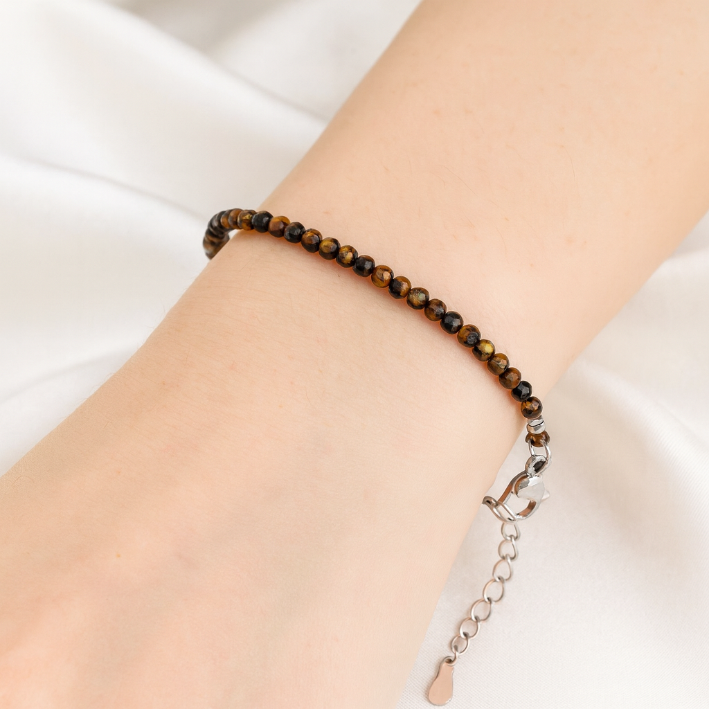 Tiger'S Eye 2MM Diamond Cut Bracelet/ Anklet