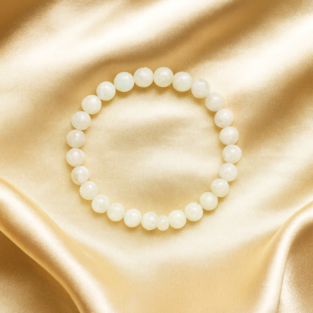 White Moonstone 8 MM Beads Bracelet