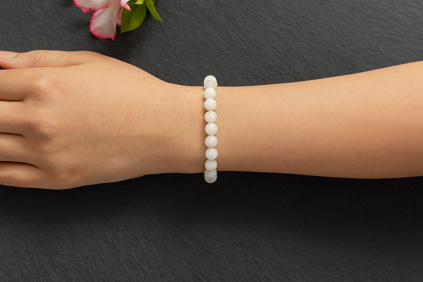 White Moonstone 8 MM Beads Bracelet