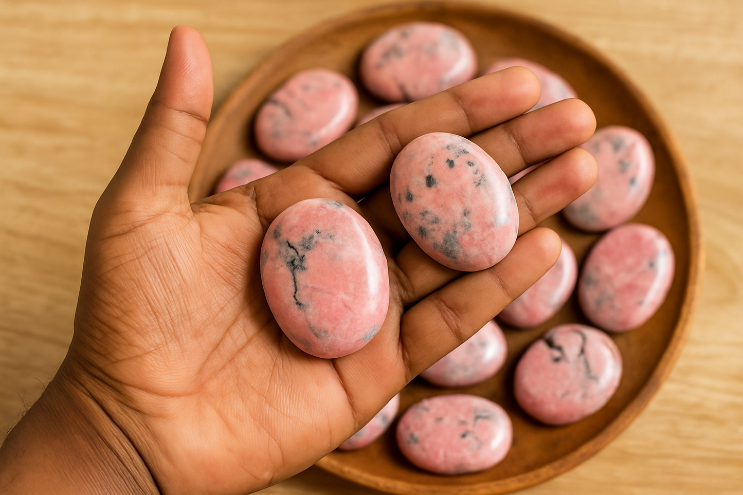 Rhodochrosite Palm Stone