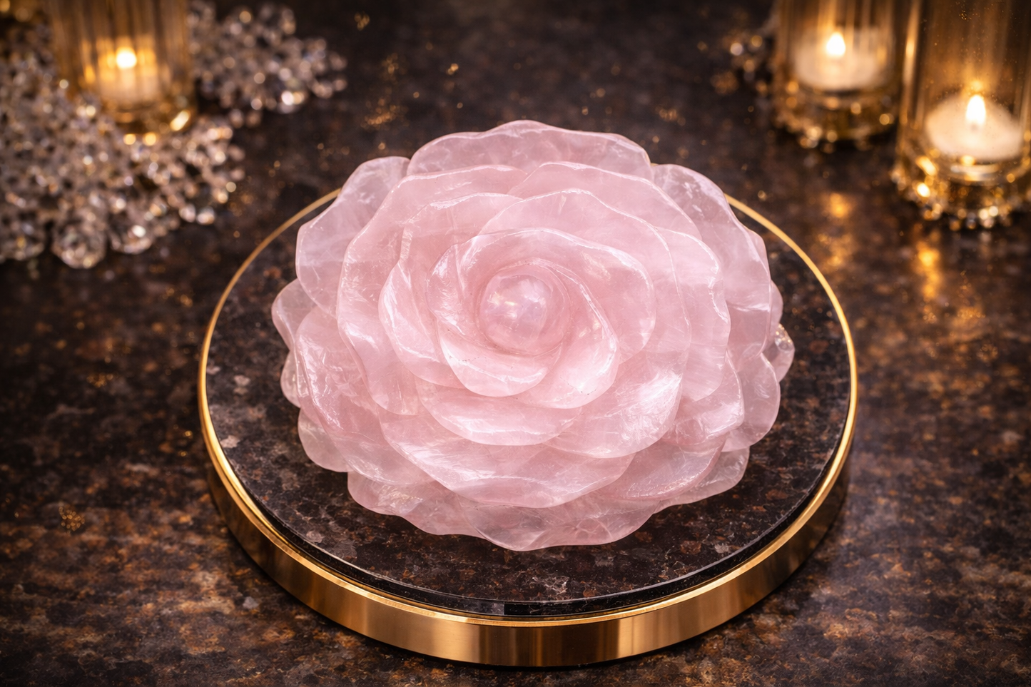 Hand Carved Natural Rose Quartz Rose 🌹