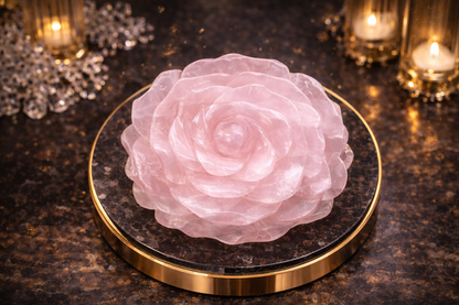 Hand Carved Natural Rose Quartz Rose 🌹