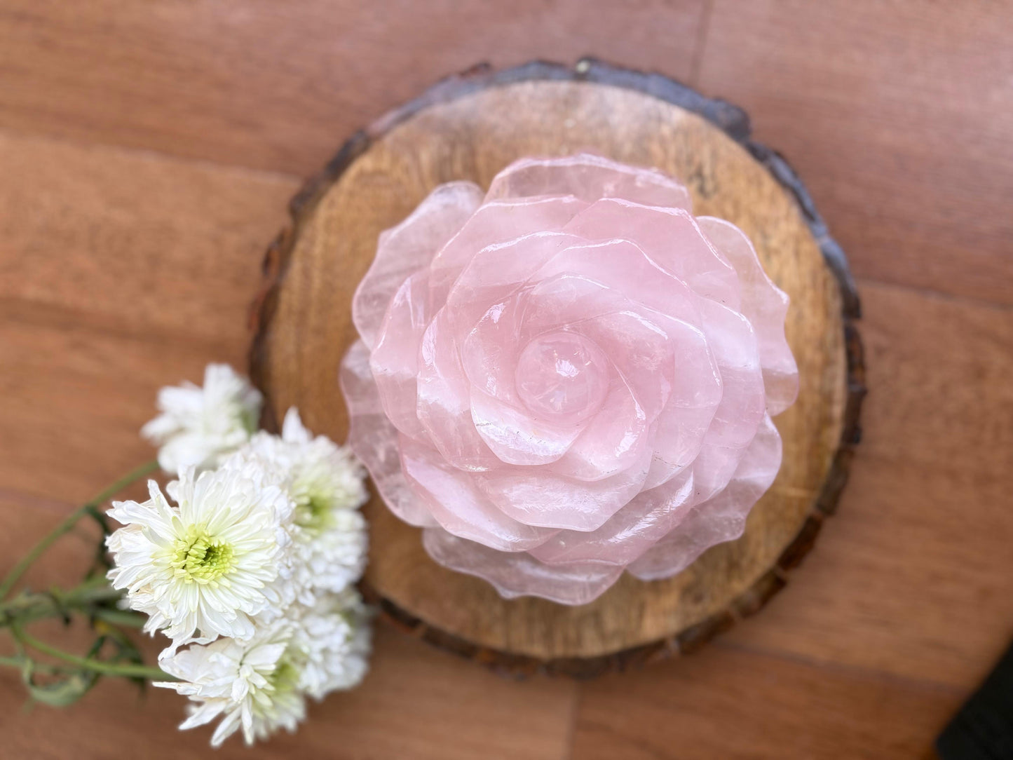 Hand Carved Natural Rose Quartz Rose 🌹