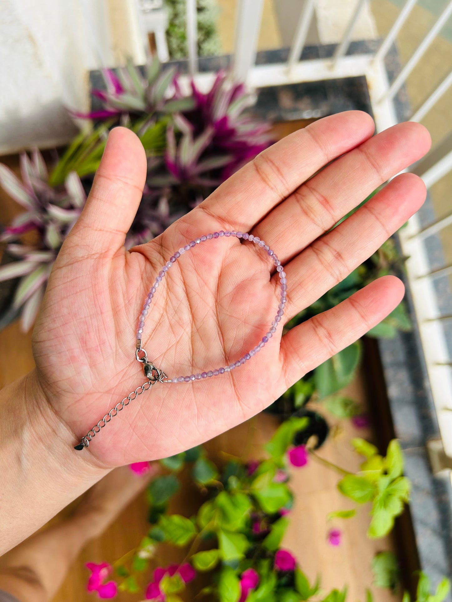 Amethyst 2MM Diamond Cut Bracelet / Anklet