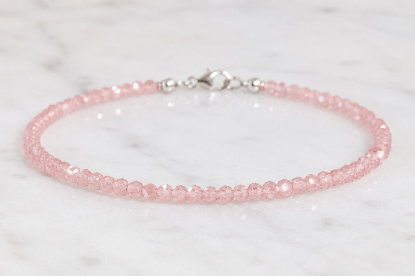 Rose Quartz 4MM Diamond Cut Bracelet